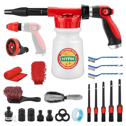 16-IN-1 Car Wash Foam Gun with Adjustable Dial, 1L Bottle, Quick Connector for Garden Hose