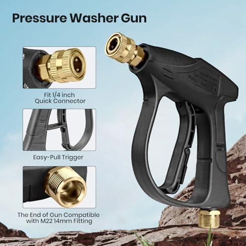 Pressure Washer Gun with Foam Cannon, Quick Connect, 5 Nozzles, Cleaning Gloves, 1 Liter
