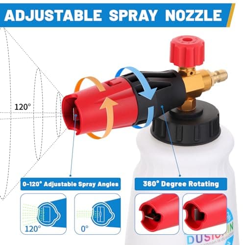 DUSICHIN Car Wash Foam Cannon Quick Connect Gun 1/4 Inch Pressure Washer Nozzle Tips Car Cleaning Tool