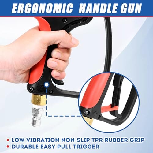 Hot Water Compatible Pressure Washer Gun with Adjustable Power and Extension Wand - 4000 PSI, 7 GPM - Fits Most Power Washers