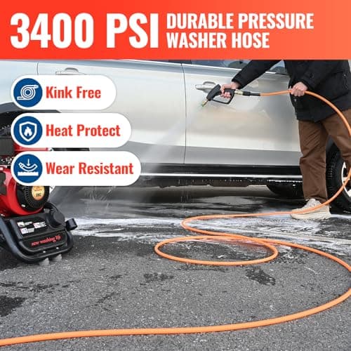 YAMATIC Upgraded 50FT 3400 PSI Kink Resistant Power Washer Hose