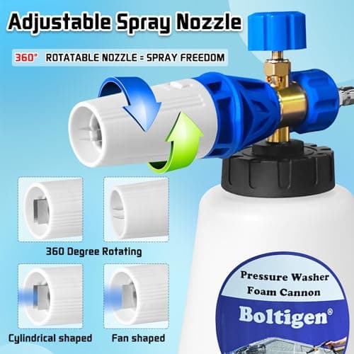 Dual-Connector Pressure Washer Foam Lance with Adjustible Soap Dispenser, 1 Liter