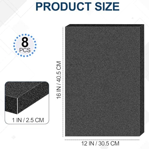16" x 12" High Density Polyurethane Foam Sheets Black, Cuttable Packing Inserts
