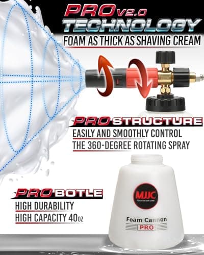MJJC Foam Cannon Pro V2.0 - Thick Snow Foam for Pressure Washer (1/4" Quick Connector + SOAP Sample)