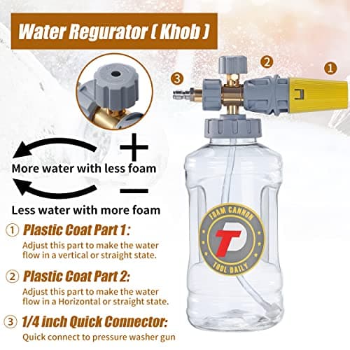 Adjustable Foam Blaster from Tool Daily - Versatile Snow Foam Lance with M22 and 1/4 Inch Quick Connect for Vehicle Cleaning
| Tool Daily Snow Foam Lance - 1.5 Liter Capacity, 1.1mm Nozzle for Precise Cleaning, Versatile Application
| Tool Daily Sno