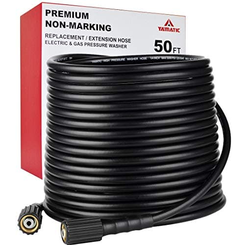 YAMATIC Kink Resistant 50FT 1/4" M22 Brass Fitting Power Washer Hose, 3200 PSI, for Ryobi, Troy Bilt, Greenworks