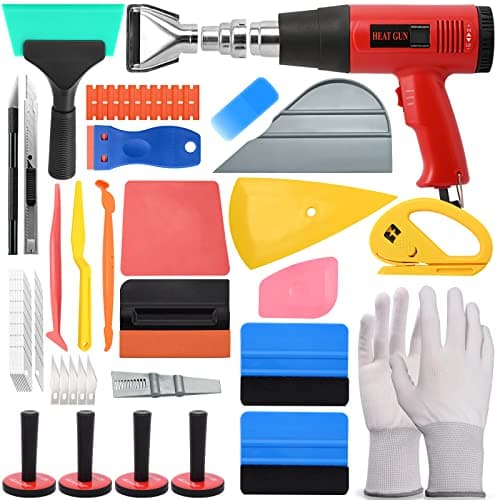 Newistoh Tool Kit with Heat Gun, Car Wrap Tools, Felt Squeegee, Tucking Tool, Gloves, Magnets Holder