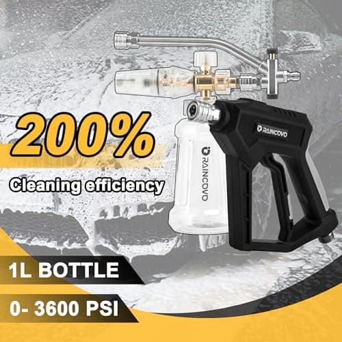 Foam Cannon with Short Pressure Washer Gun, Snow Soap Attachment, 5 Nozzles & Holder, 1/4” Quick Connect