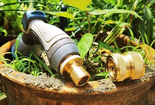 PLG Brass 3/4 Inch Quick Connect Garden Hose Fittings - Leak-Proof 4 Pack