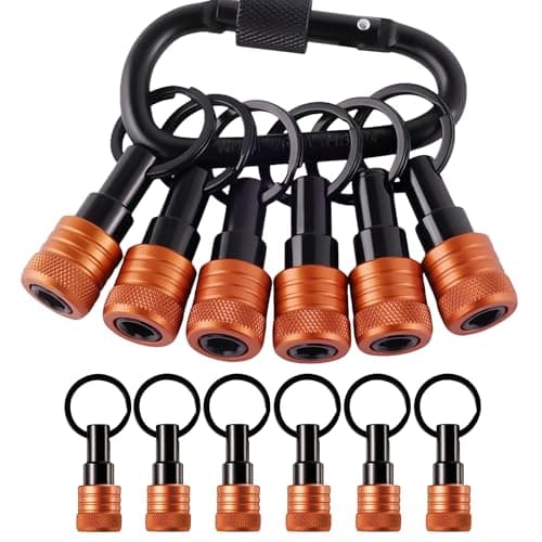 Upgraded 6PCS 1/4 Inch Hex Shank Bit Holder Keychain, Quick-Change Design Gifts (Black)