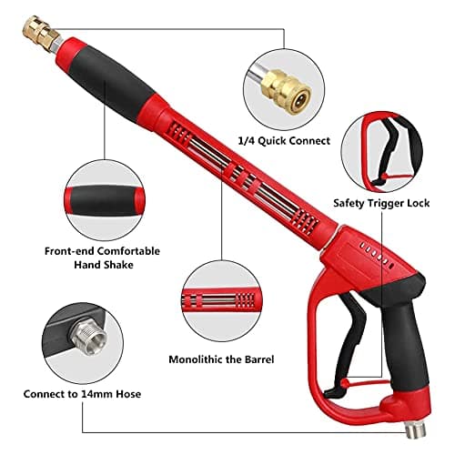 7-Inch Curved 5- Nozzle Tip 5000 PSI Pressure Washer Gun with Extension Wand, M22 Fitting