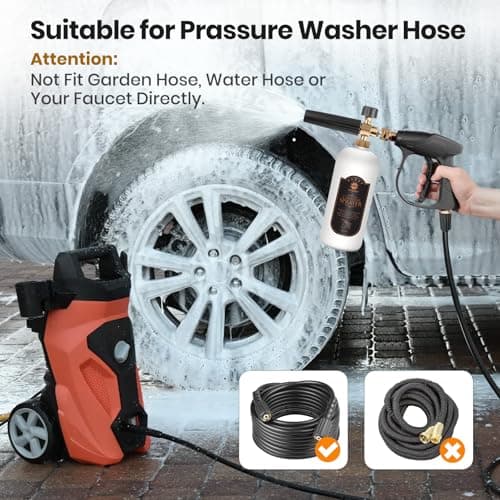 Pressure Washer Gun with Foam Cannon, Quick Connect, 5 Nozzles, Cleaning Gloves, 1 Liter