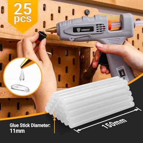 DEKOPRO Full Size 60/100Watt Dual Temp Hot Glue Gun Kit with 25 Sticks & Storage Case