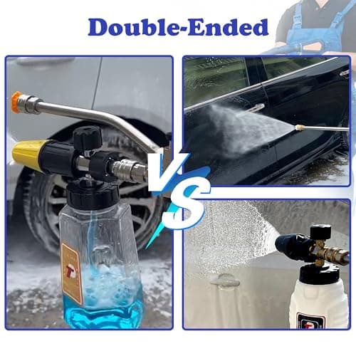 High-Pressure Washing Foam Cannon with Dual-Connector for Soap Tip Attachment
| Dual-Connector Pressure Washer Foam Cannon - 5 Nozzles for Intense Cleaning
| Quick Connect 1/4" Dual-Tip Foam Cannon - Power Washer Sprayer for Heavy Duty Cleaning
