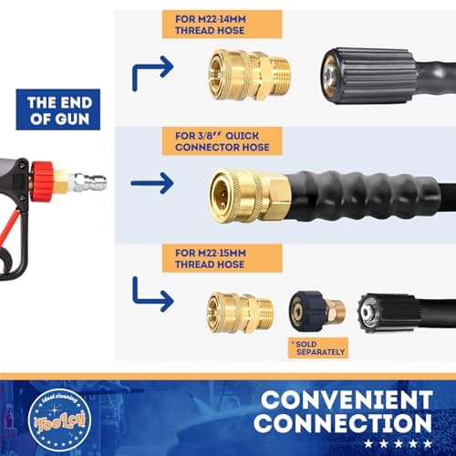 TOOLCY Commercial 5000 PSI Pressure Washer Short Gun USA-NPT Thread