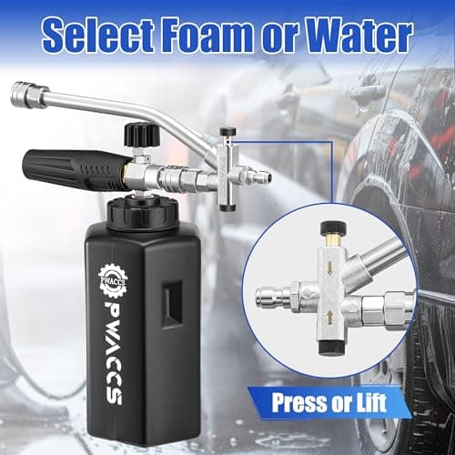 PWACCS Pressure Washer Foam Cannon Dual Connector Accessory 3600 PSI 1.5 L Big Mouth Lance