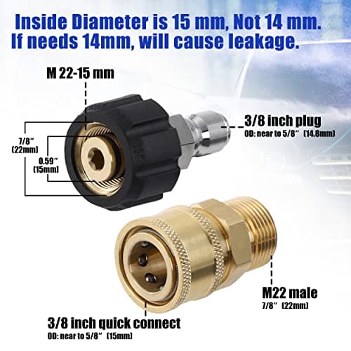 Tool Daily Pressure Washer M22 Adapter Set, 5000 PSI, 4 Pcs