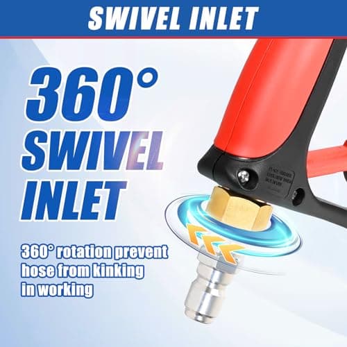 Hot Water Compatible Pressure Washer Gun with Adjustable Power and Extension Wand - 4000 PSI, 7 GPM - Fits Most Power Washers