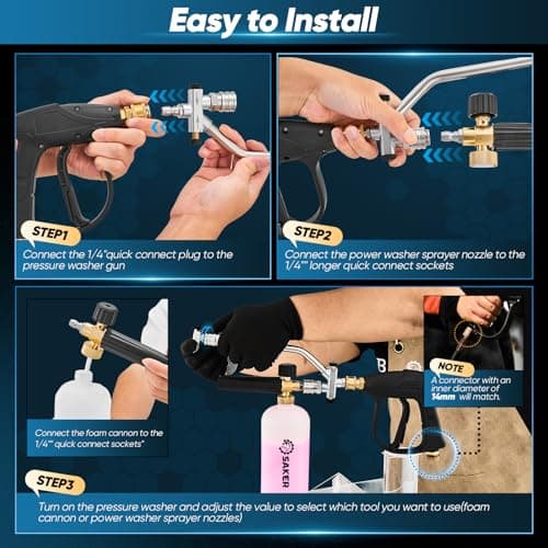 Saker Foam Cannon Dual Connector Accessory for Pressure Washer Kit