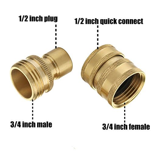 M MINGLE Brass 3/4 Inch Quick Connect Garden Hose Fittings, 2-Pack