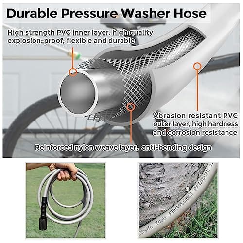 Giraffe Tools 100FT Pressure Washer Hose for Grandfalls Plus+ or Pro