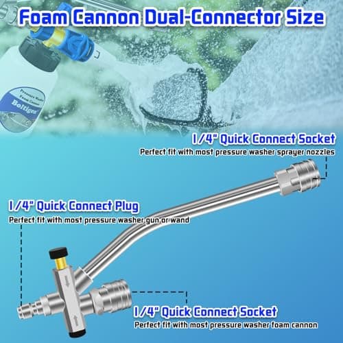 2-Port 1/4" Quick Connect Pressure Washer Wand, Foam Cannon & Cleaner Accessory