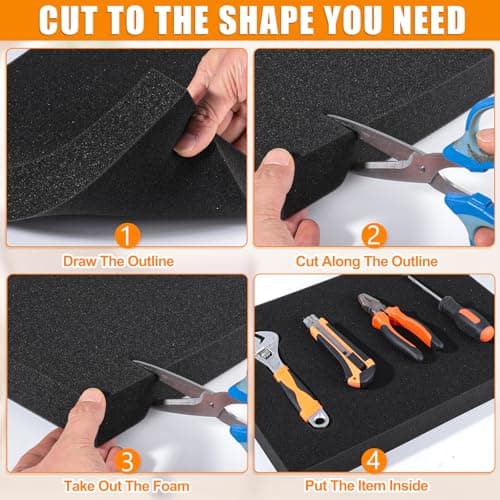 16x12x2 Inch Cuttable Polyurethane Foam Pads for Tool Box and Cases