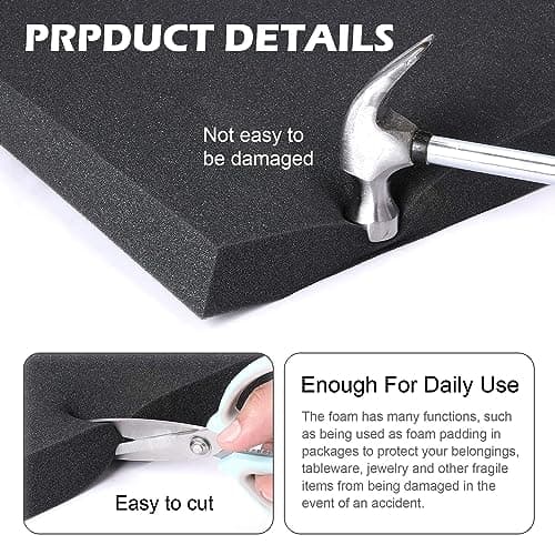 DECOHS 6 PCS Polyurethane Foam Sheets for_toolbox, Camera Cases & Crafts