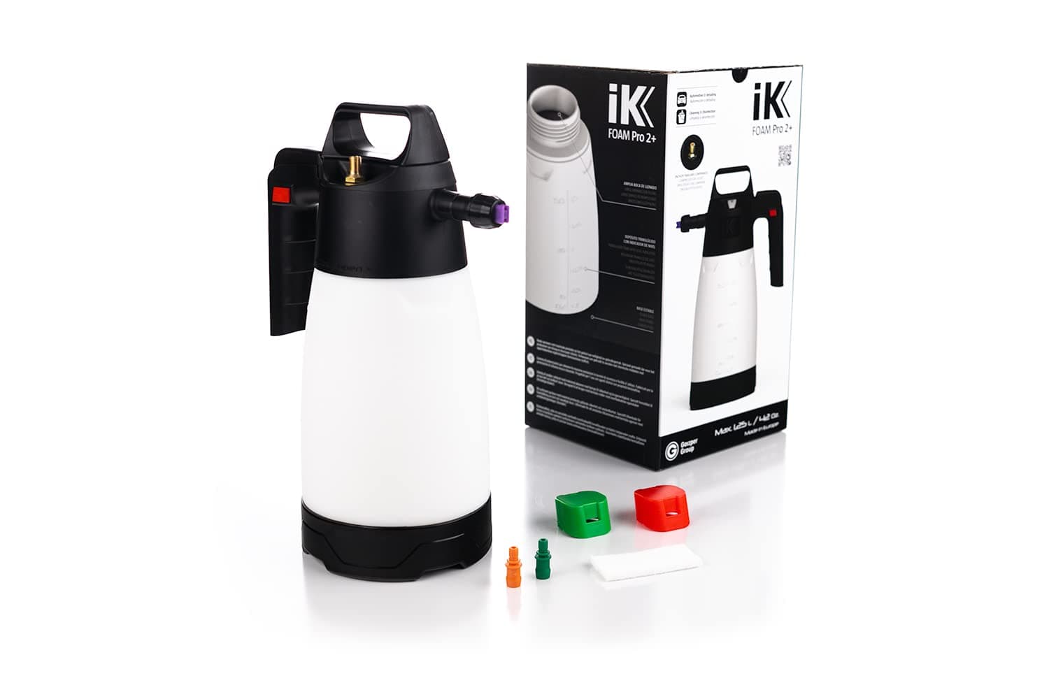 Goizper Group iK Sprayers Foam Pro 2+ Pump Spray Foamer for Professional Car Wash & Detailing - Dry/Wet Foam, Pressure Release Safety Valve, 1.25 Liters PVC Hoses