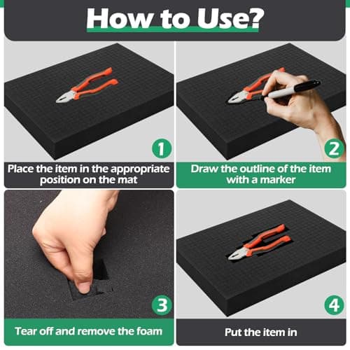 Anglecai Pick and Pluck Foam Inserts 16x12x2, Case Storage Tool Box SheetVINCE