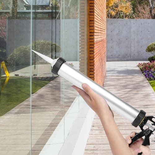 600ml Aluminum Cartridge Caulking Gun with 10 Nozzles for Sealing