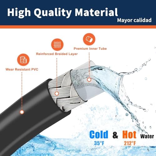 1/4 25FT High-Pressure Washer Hose 3300 PSI with Brass Fittings - Lightweight, Non-Marking Replacement Hose