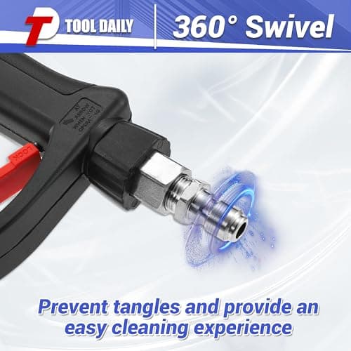 Pressure Washer Gun with Swivel Quick Connect, Stainless Steel Valve, Extension Wand Replacement, 5 Nozzle Tips, 5800 PSI - For Power Washers