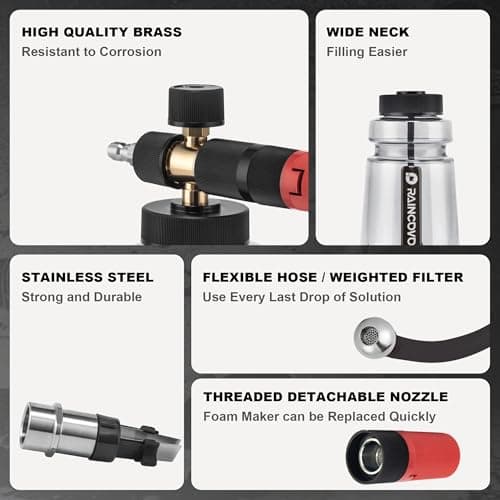 Thick Snow Foam Lance for Pressure Wash, Adjustable Soap Cannon 1/4 Inch Quick Connect
