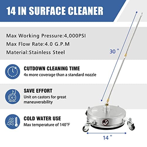 Janz 14" 4000 PSI Pressure Washer with 4 Wheels & Multiple Nozzles