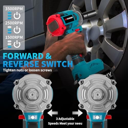Cordless Impact Gun, 21V Impact Wrench, Socket Screw Drill Converter & Fast Charger, Compact Impact Wrench for Household Tool Car