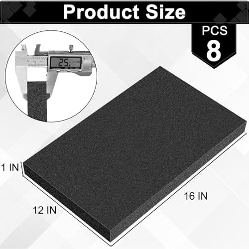 ToLanbbt Polyurethane Foam Sheets, 16 x 12 x 1 Inch Black Case Padding