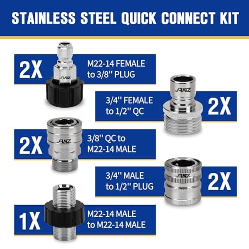 Janz 9-Pack M22 to 3/8 Quick Disconnect Pressure Washer Adapter Kit