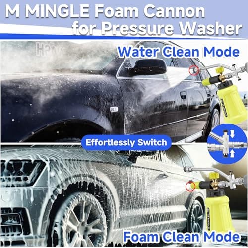MMINGLE Foam Cannon for Pressure Washer, Dual Connector & 5 Nozzles