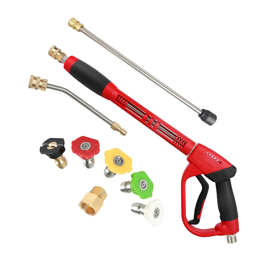 7-Inch Curved 5- Nozzle Tip 5000 PSI Pressure Washer Gun with Extension Wand, M22 Fitting