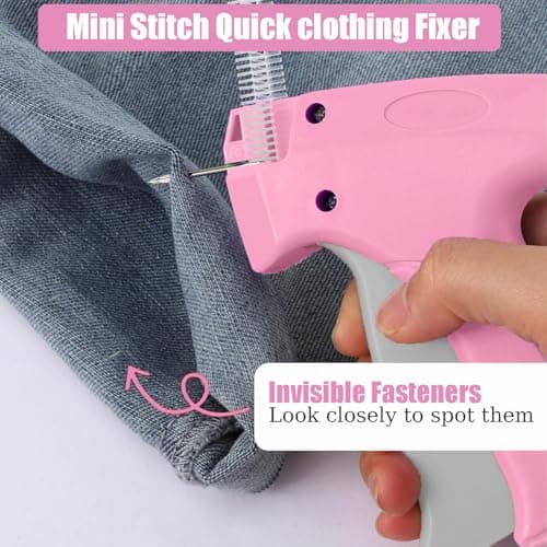 Stitchy Gun for Quick Clothing Fixes, Pink Includes 5 Needles & 2000 Fasteners