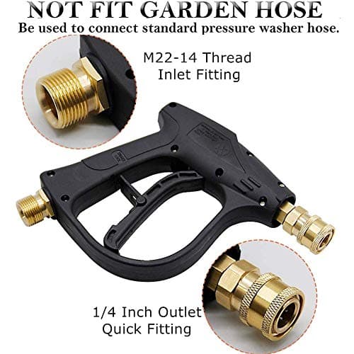 Twinkle Star Short Pressure Washer Gun with Foam Cannon, 5 Nozzle Tips, 1 Liter Foam