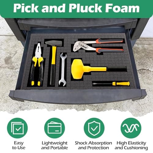 Anglecai Pick and Pluck Foam Inserts 16x12x2, Case Storage Tool Box SheetVINCE