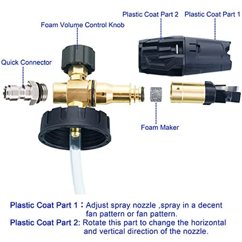 Power Washer Foam Cannon 1/4 Inch Quick Connect
| Power Washer Foam Cannon 5 Nozzles
| Power Washer Foam Cannon 1 Liter Capacity