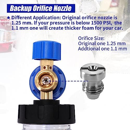 Adjustable Foam Blaster for Pressure Washer, 1.5 Liter Snow Foam Lance, 1.1mm Nozzle, M22 & Quick Connect