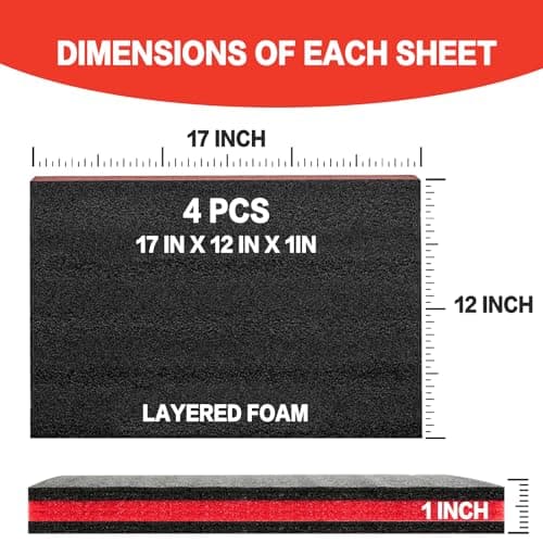 Kaizen Organizer 4 Pack Tool Box Foam Inserts 17 X 12 X 1 Inch for Cases
| Polyethylene Storage Sheets for Toolbox Hard Case - 4 Pack 17 X 12 X 1 Inch Tool Shadow Foam Inserts
| Kaizen Organizer Tool Box Foam Inserts - 4 Pack 17 X 12 X 1 Inch for To