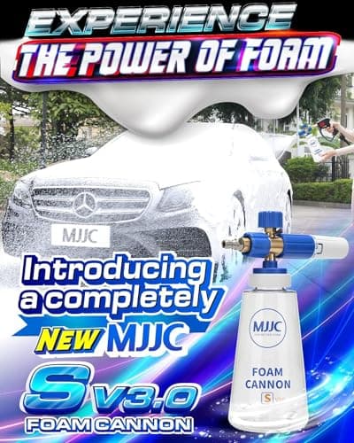 MJJC V3.0 Foam Cannon with 1/4 Inch Quick Connect for Pressure Washer, 34 oz Bottle (1/4" Connector + SOAP Sample)
