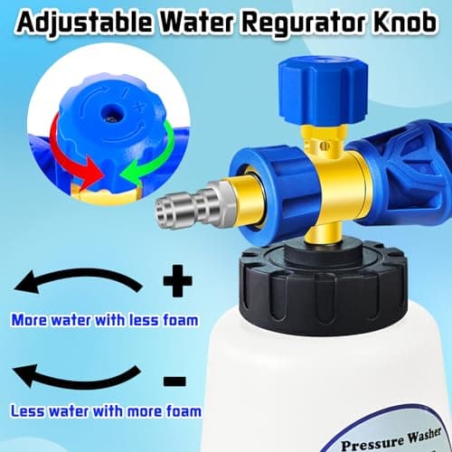 Dual-Connector Pressure Washer Foam Lance with Adjustible Soap Dispenser, 1 Liter