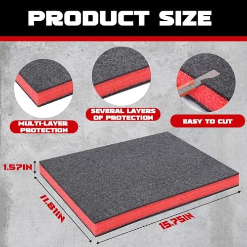 HOSASSPER Red Black Gun Case Foam Organizer, 4pcs 1.5" Thick Spacers Inserts