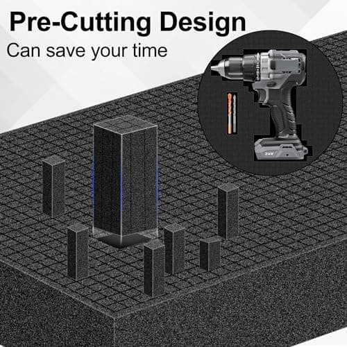 4P Pick and Pluck Pre-Cubed Foam Sheets, Customizable Size, Tool Interlock Box & Camera Storage Cushion Pads (16x12x0.4